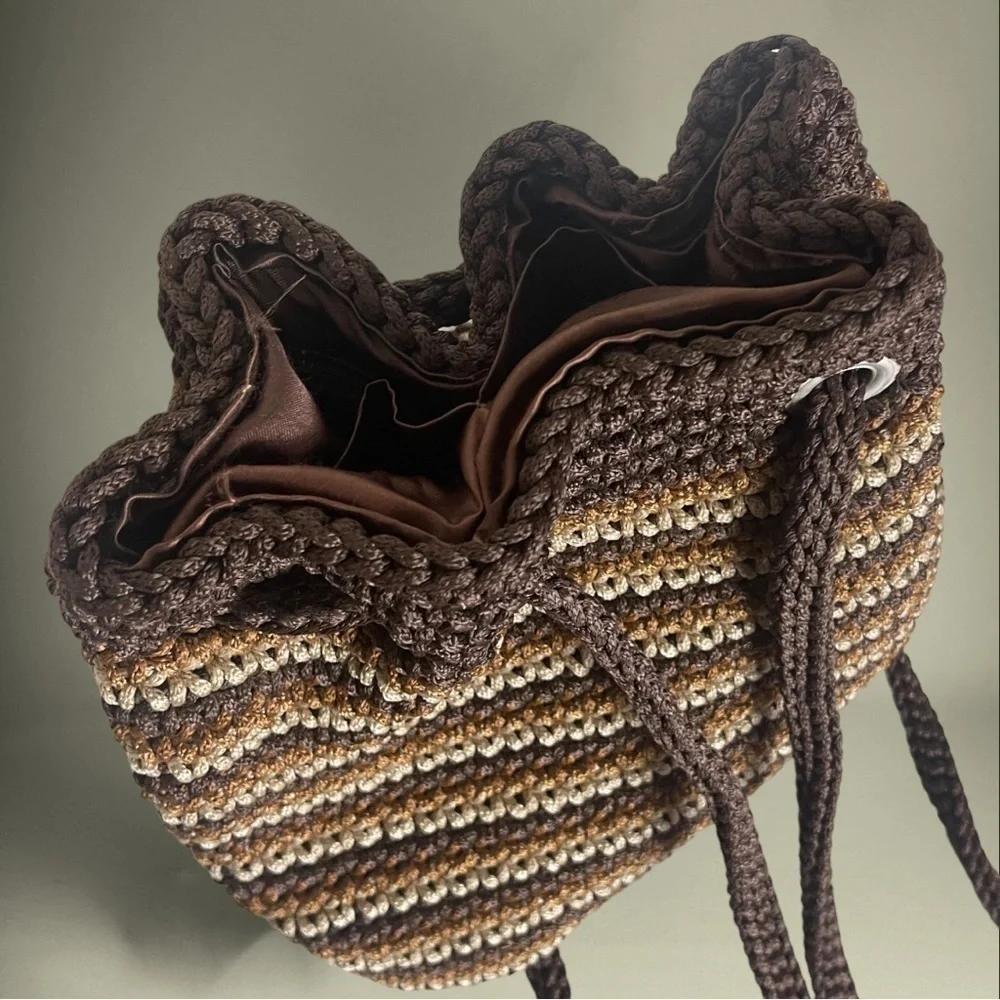 JAI Original Tri Color Neutrals Brown Crocheted Backpack